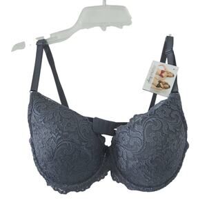 New Smart & Sexy Lace Bra 34DD Gray Underwire Padded Bra